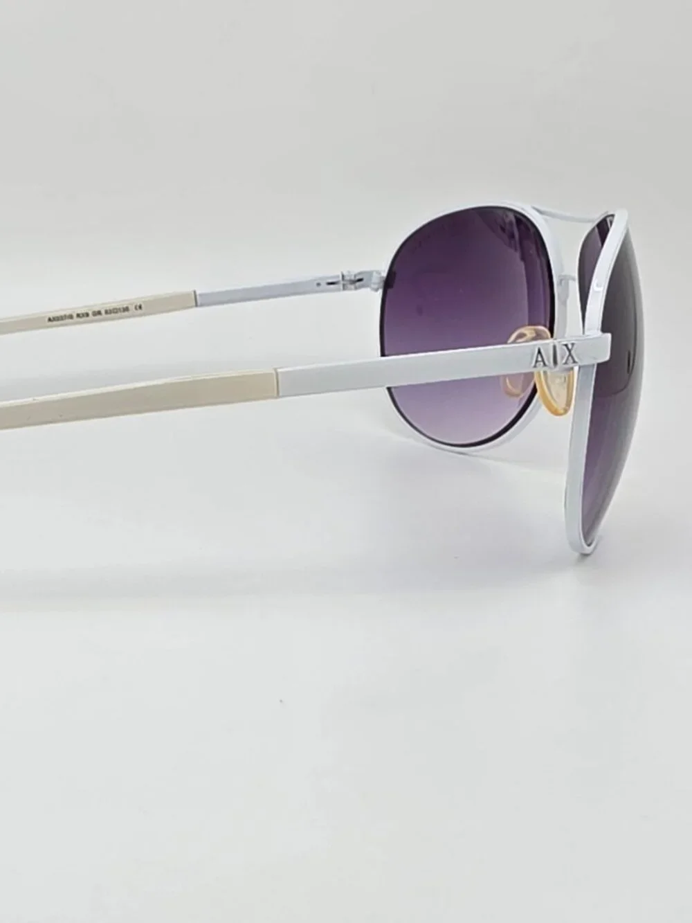 Armani Exchange AX037/S White Frame Grey Gradient Lens Aviator Sunglasses w Case
